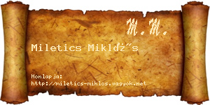 Miletics Miklós névjegykártya