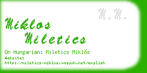 miklos miletics business card